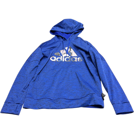 Athletic Sweatshirt Hoodie By Adidas In Blue, Size: L