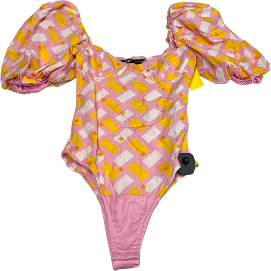 Bodysuit By Zara In Pink & Yellow, Size: Xs