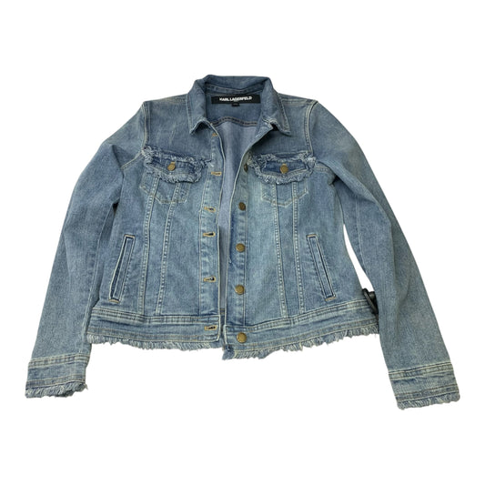 Jacket Designer By Karl Lagerfeld In Blue Denim, Size: Xs