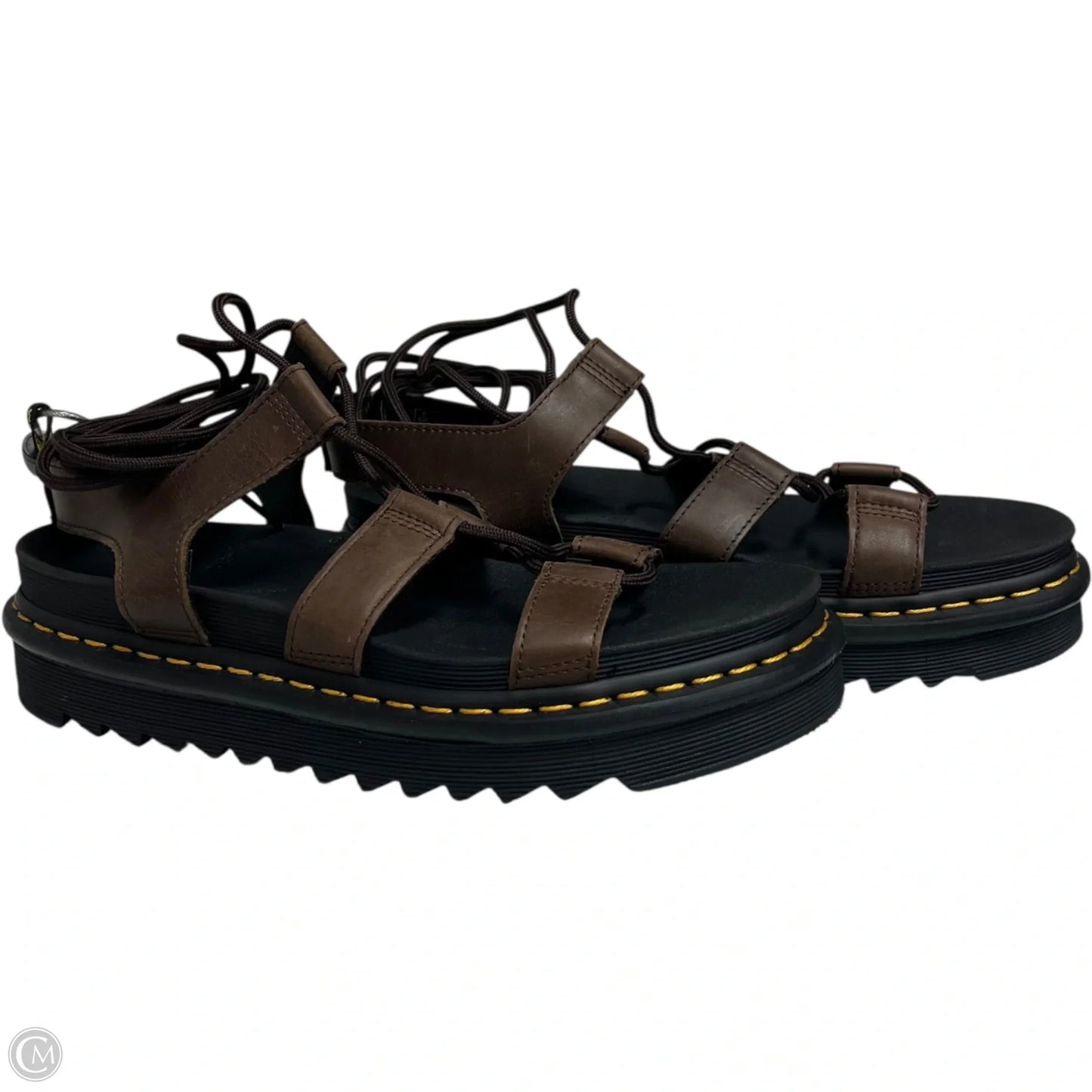 Sandals Designer By Dr Martens In Black & Brown, Size: 10