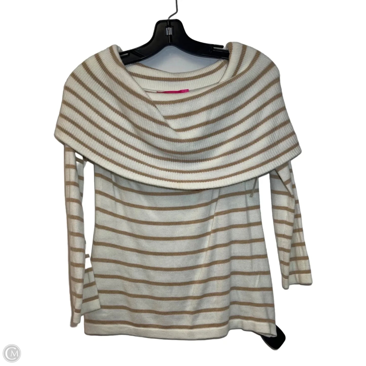 Top Long Sleeve Designer By Lilly Pulitzer In Tan & White, Size: S