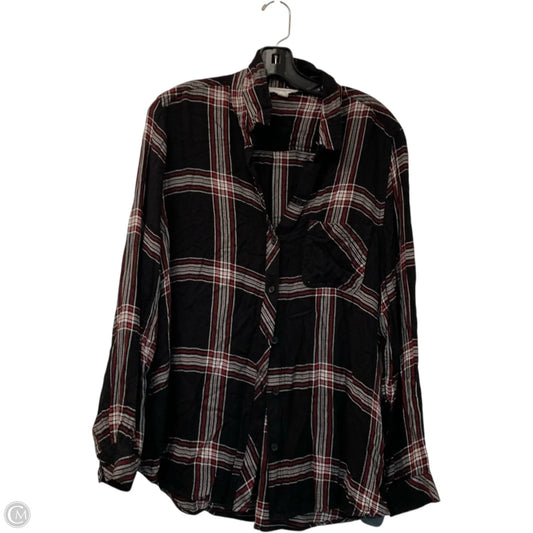 Top Long Sleeve By Beachlunchlounge In Plaid Pattern, Size: Xl