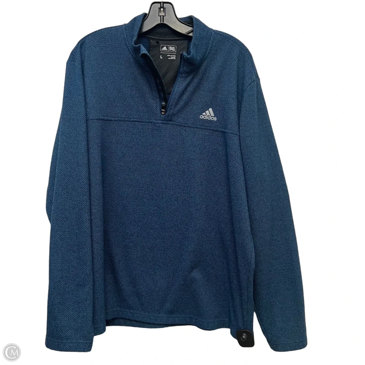 Athletic Sweatshirt Collar By Adidas In Blue, Size: L