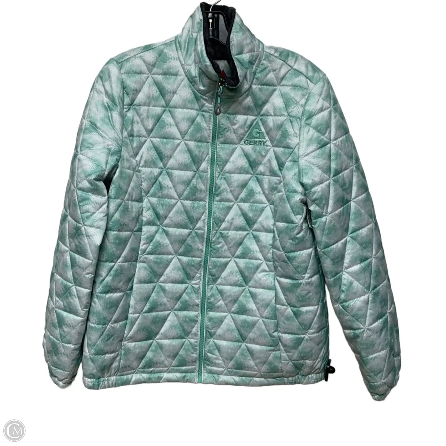 Jacket Puffer & Quilted By Gerry In Green & White, Size: M