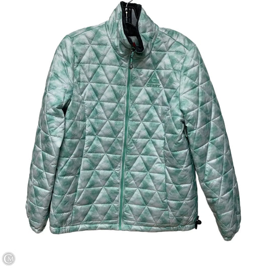 Jacket Puffer & Quilted By Gerry In Green & White, Size: M
