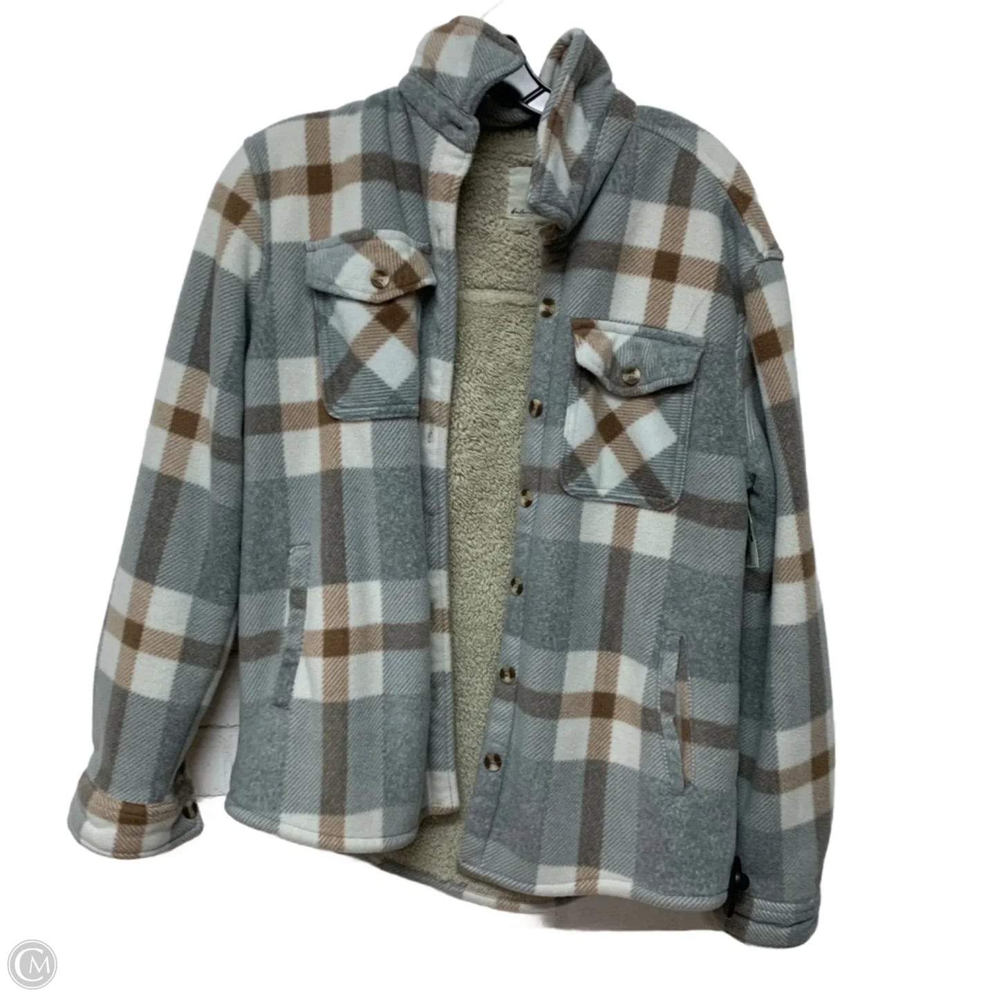 Jacket Shirt By Sage In Plaid Pattern, Size: S