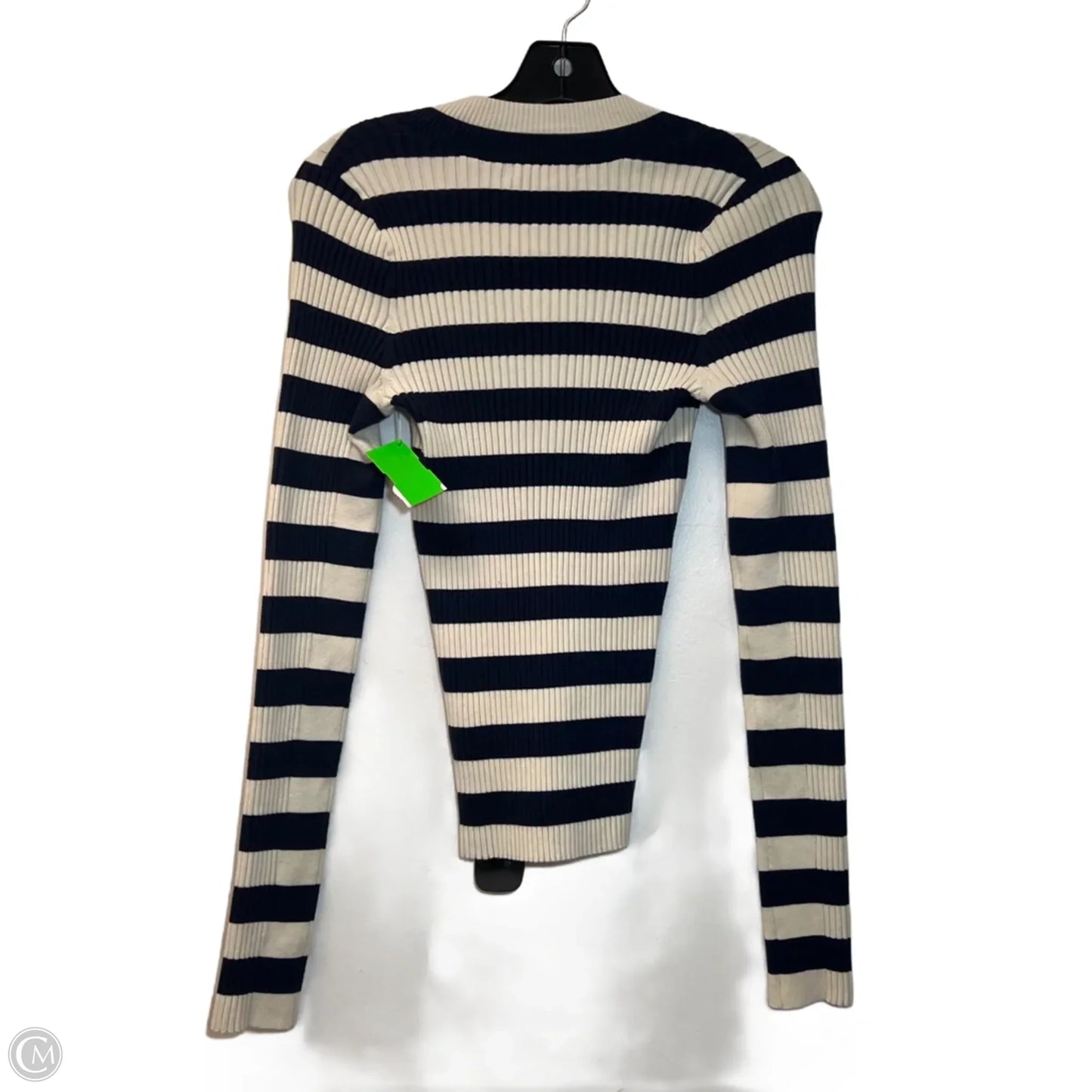 Top Long Sleeve By Madewell In Blue & Cream, Size: S