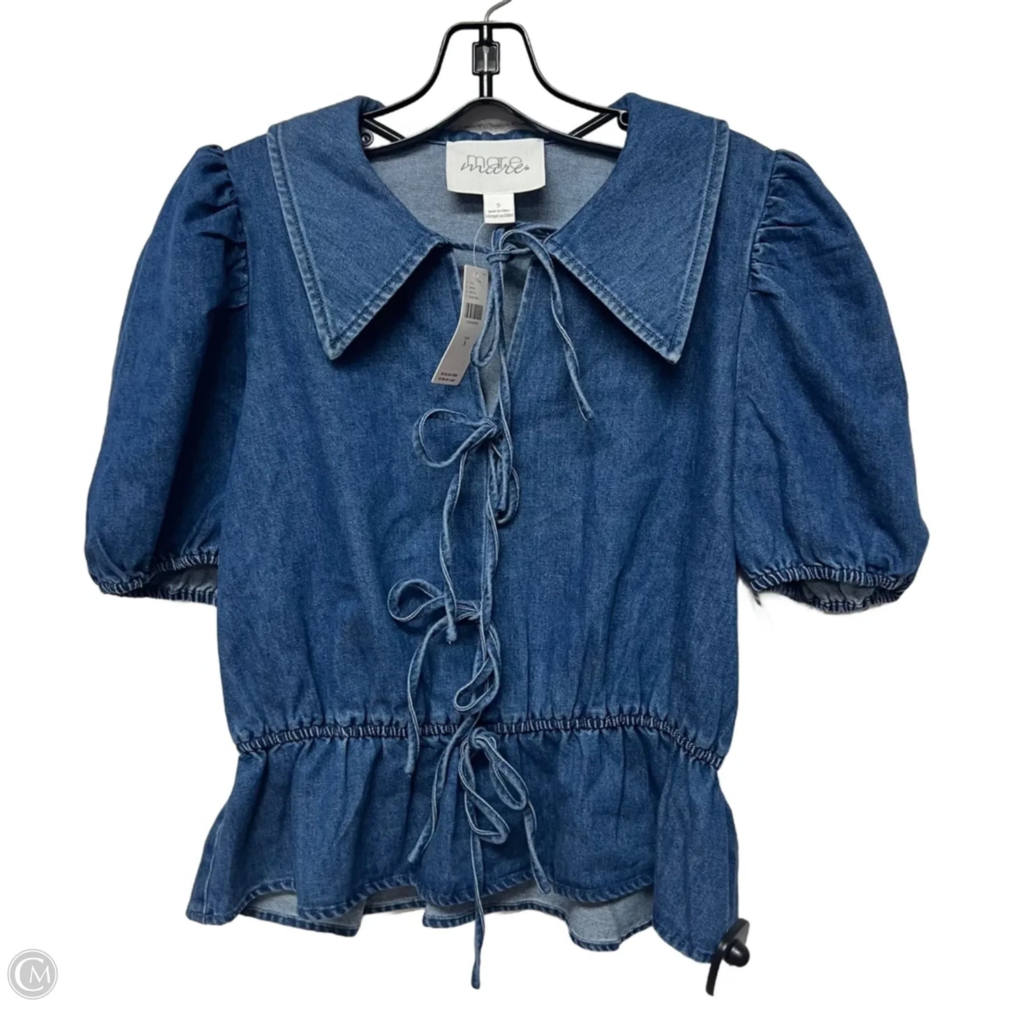 Top Short Sleeve By Mare Mare In Blue Denim, Size: S
