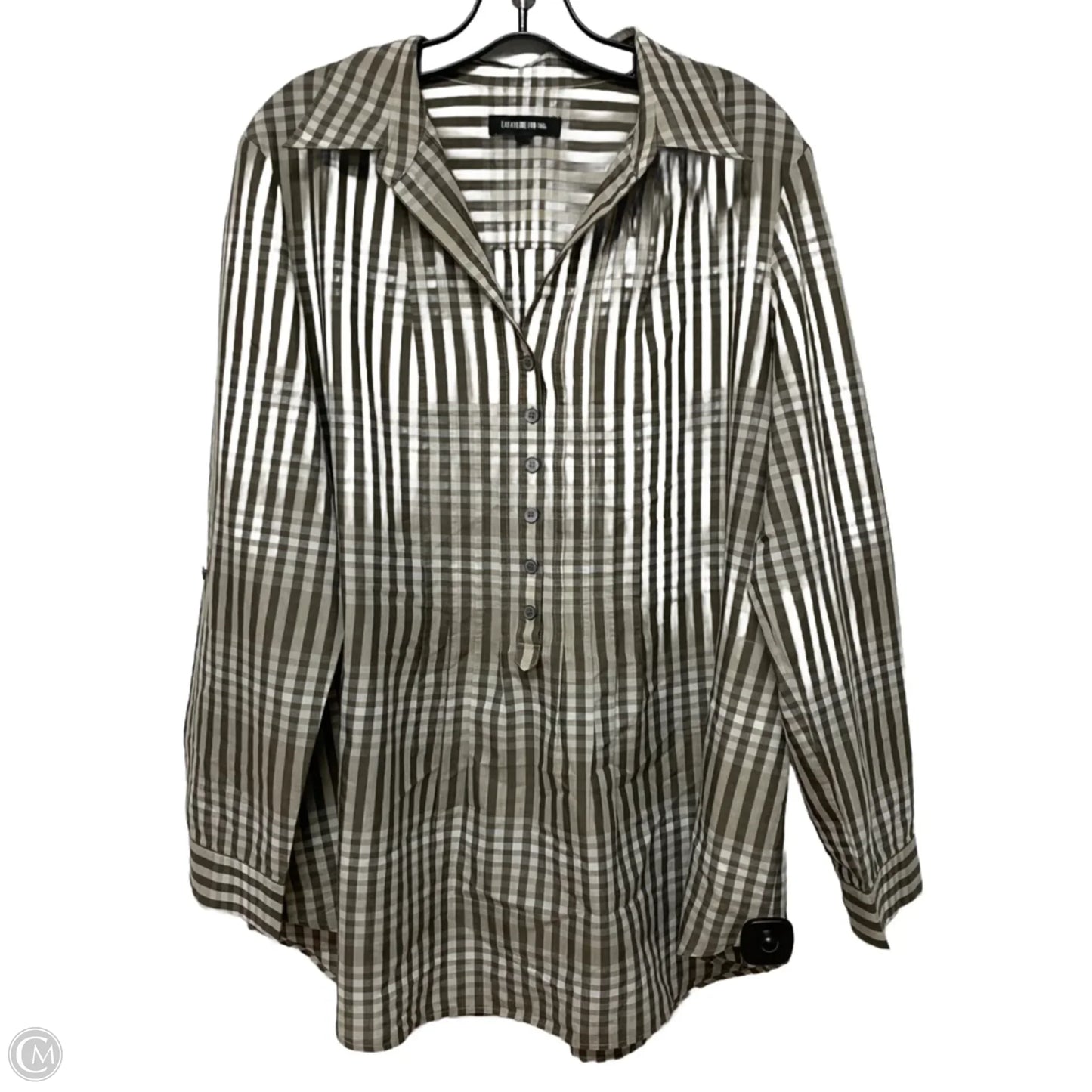 Top Long Sleeve Designer By Lafayette 148 In Brown & Cream, Size: Xl