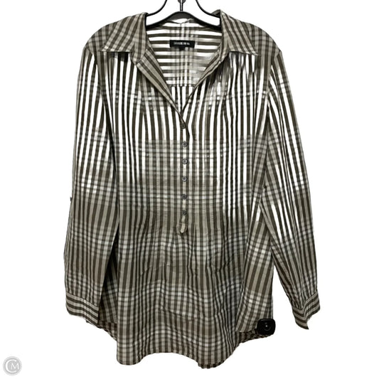 Top Long Sleeve Designer By Lafayette 148 In Brown & Cream, Size: Xl