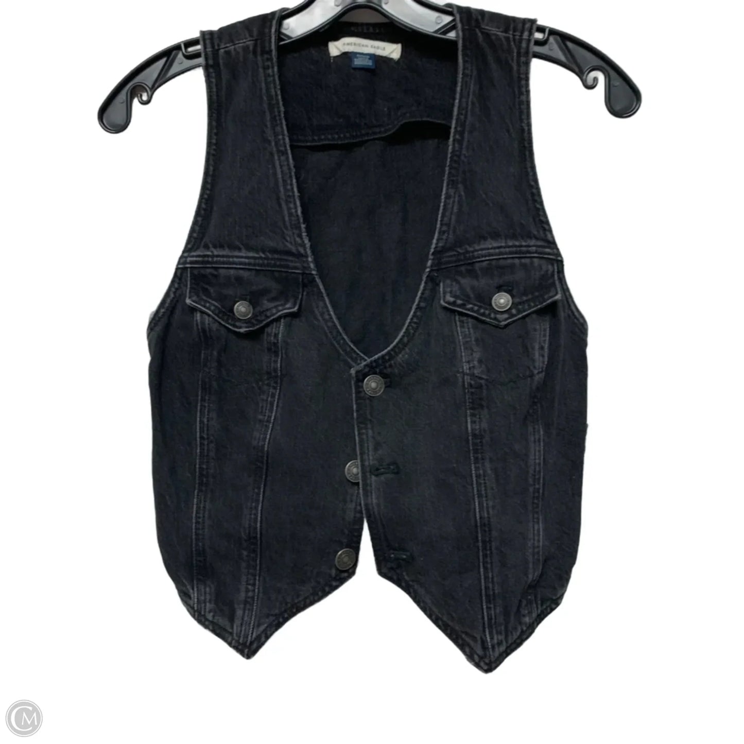 Vest Other By American Eagle In Black Denim, Size: S