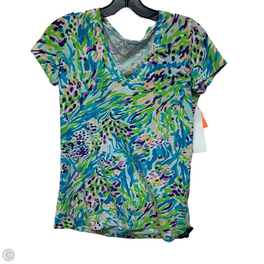 Top Short Sleeve Designer By Lilly Pulitzer In Blue & Purple, Size: S