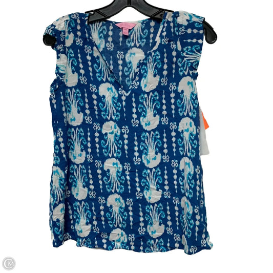 Top Short Sleeve Designer By Lilly Pulitzer In Blue, Size: Xxs