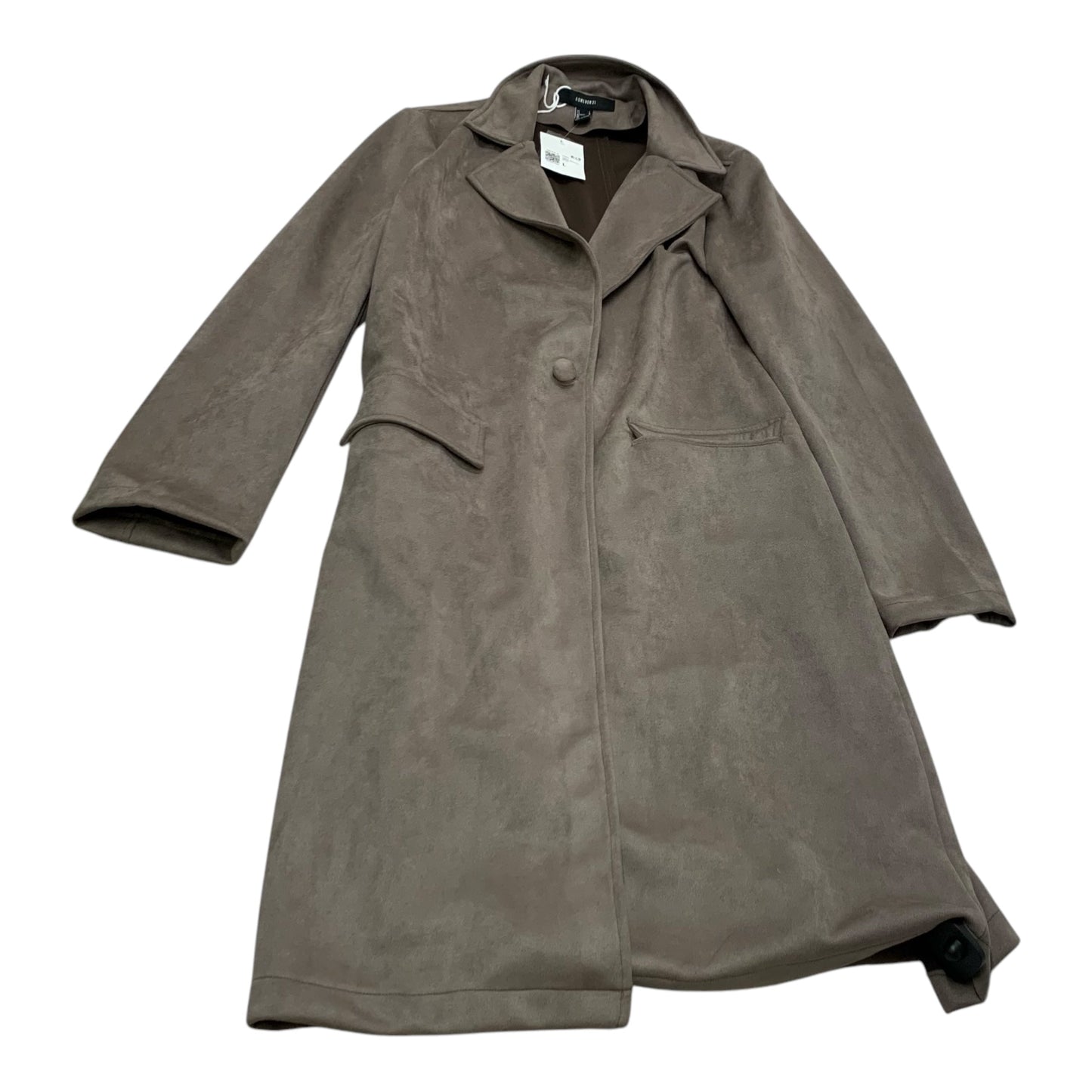 Coat Trench Coat By Forever 21 In Grey, Size: L