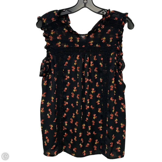 Top Sleeveless By Ana In Black & Pink, Size: L