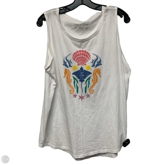 Top Sleeveless By Life Is Good In White, Size: 1x