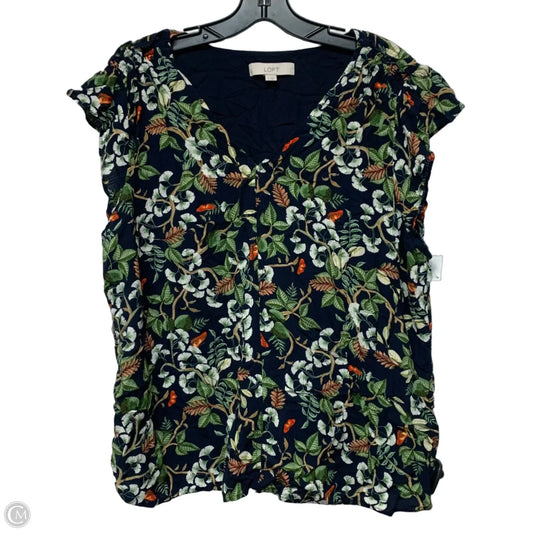 Top Short Sleeve By Loft In Blue & Green, Size: Xl