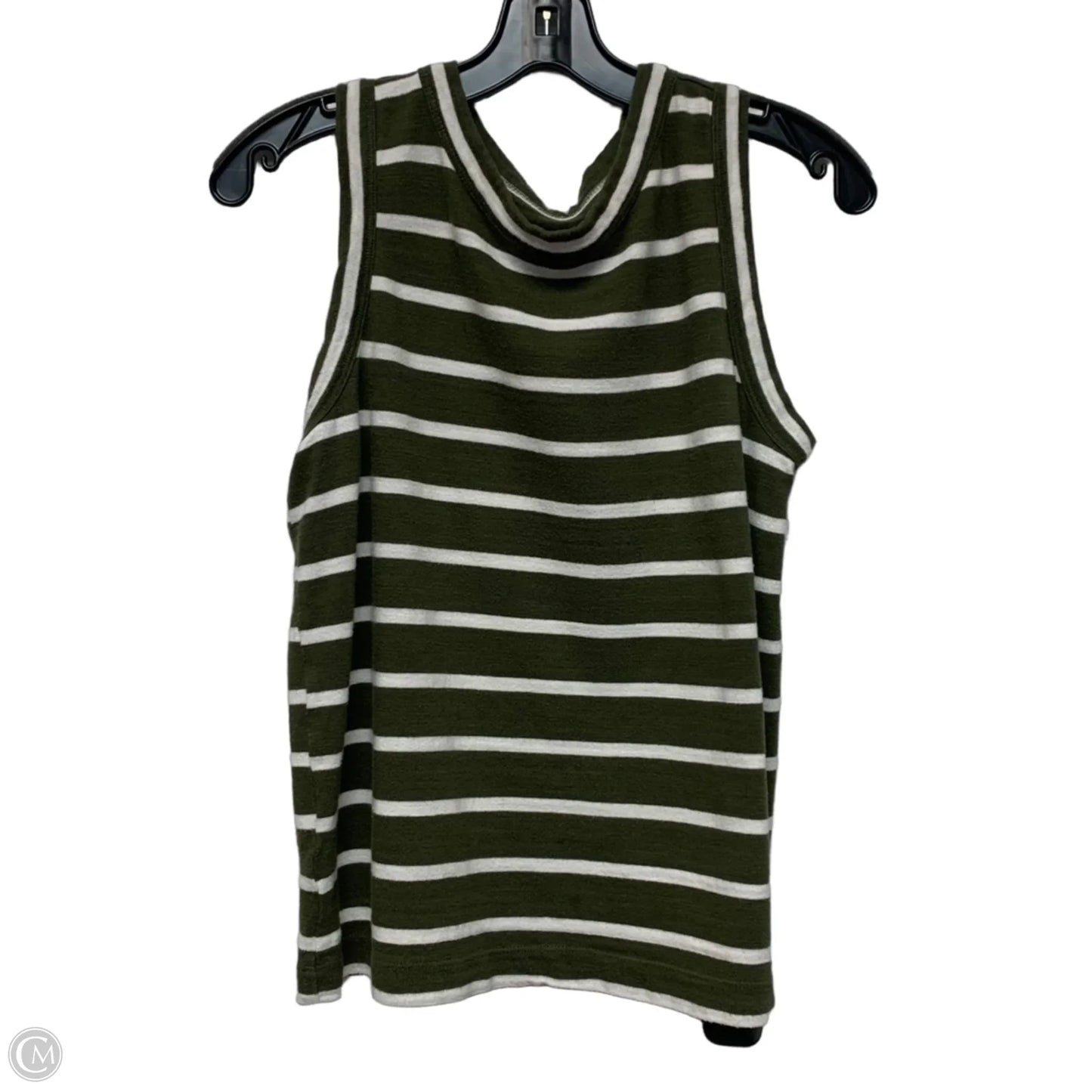 Top Sleeveless By Loft In Green & White, Size: M
