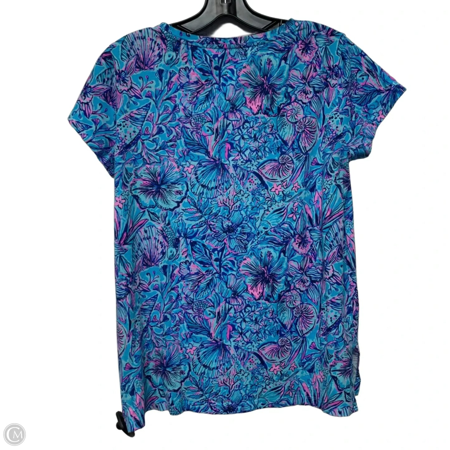 Top Short Sleeve Designer By Lilly Pulitzer In Blue & Purple, Size: S