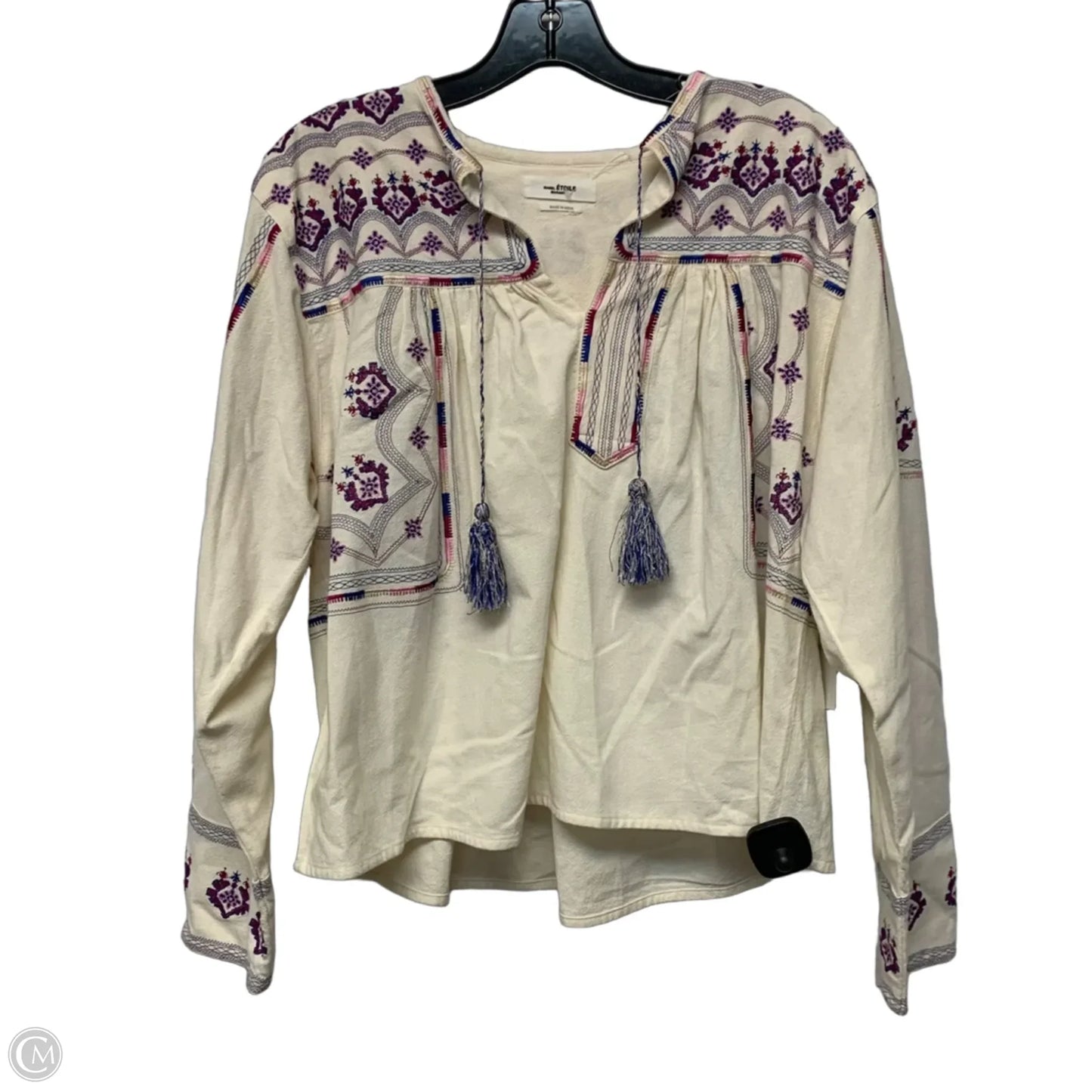 Top Long Sleeve Designer By Isabel Marant In Cream & Purple, Size: Xs