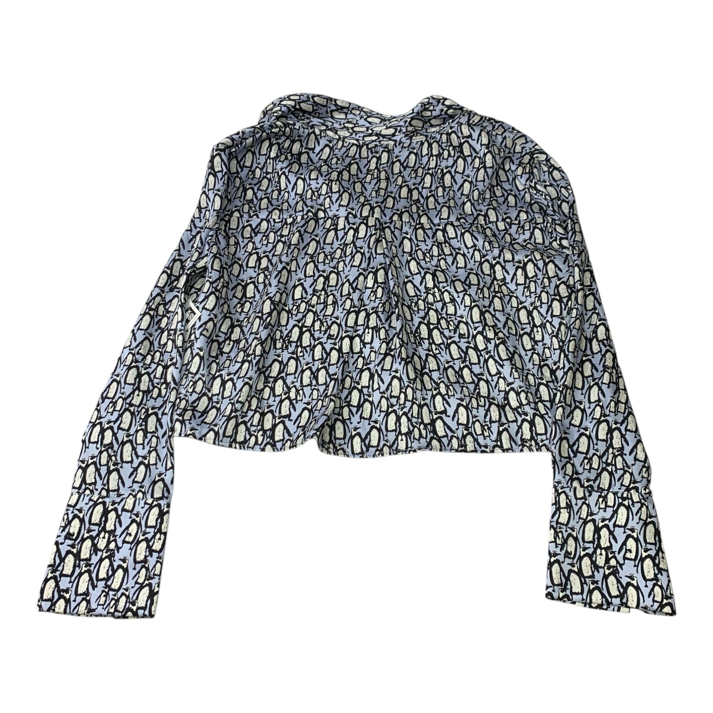 Blouse Long Sleeve By Zara In Black & Blue, Size: M