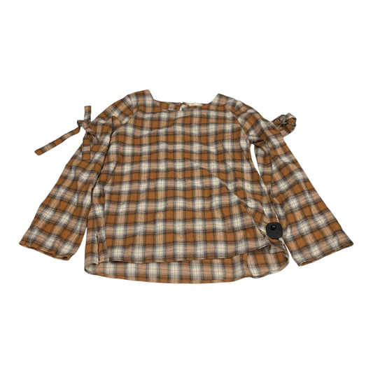 Top Long Sleeve By Mystree In Plaid Pattern, Size: L