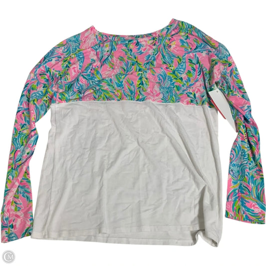Top Long Sleeve Designer By Lilly Pulitzer In Pink & White, Size: Xxs