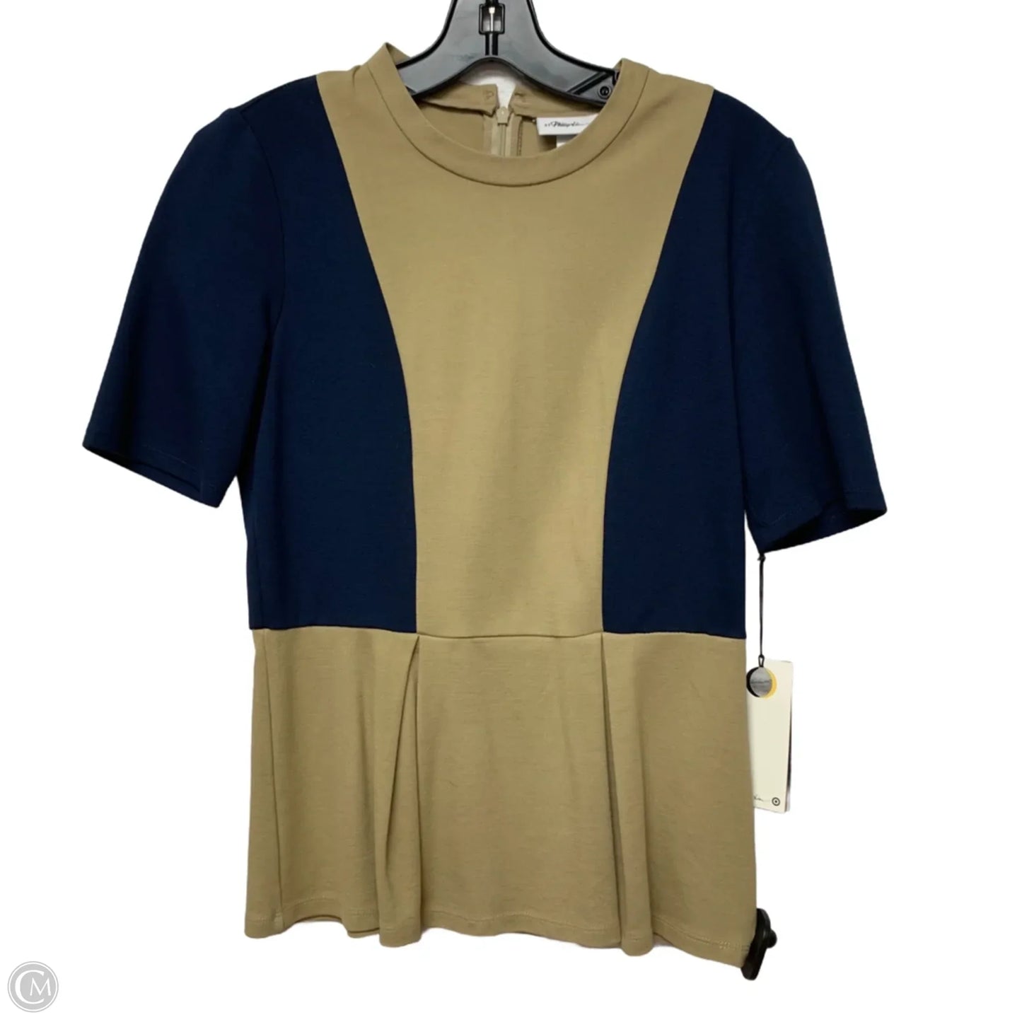 Top Short Sleeve By Phillip Lin In Blue & Brown, Size: S
