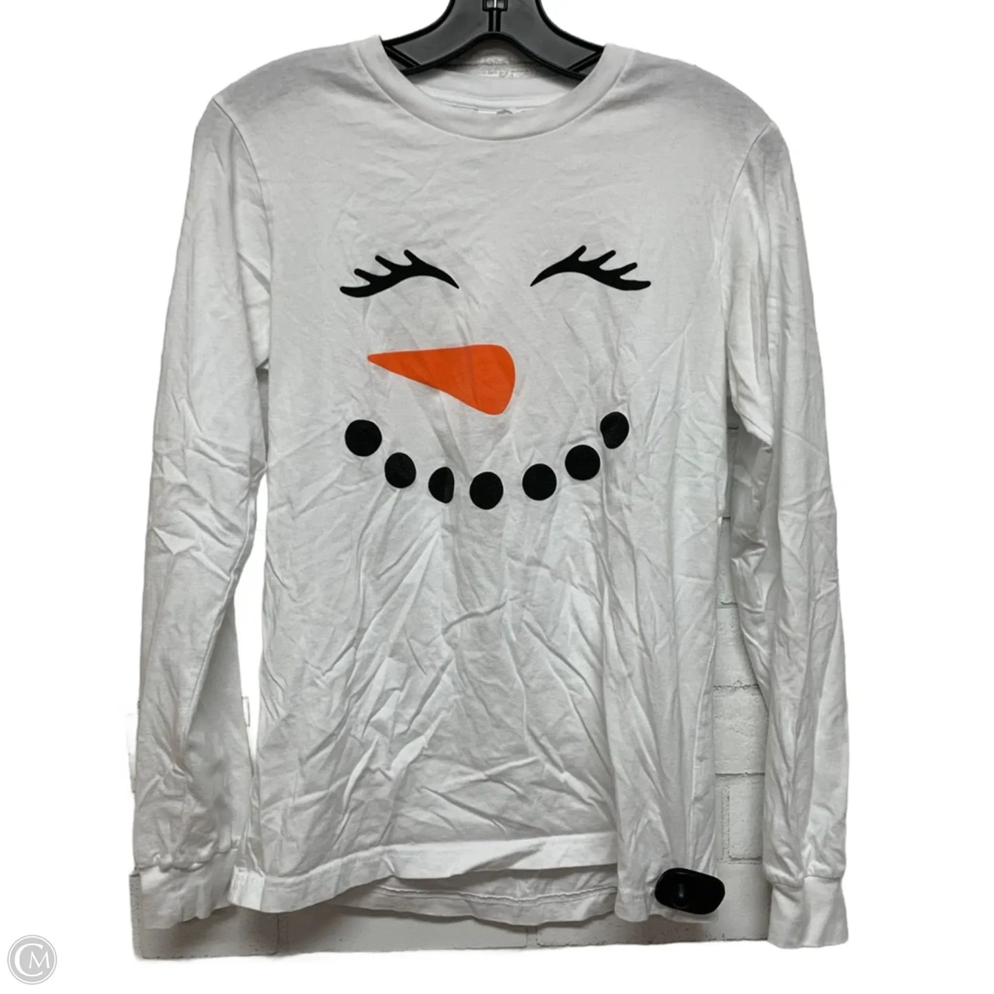 Top Long Sleeve By Bella + Canvas In Black & White, Size: S