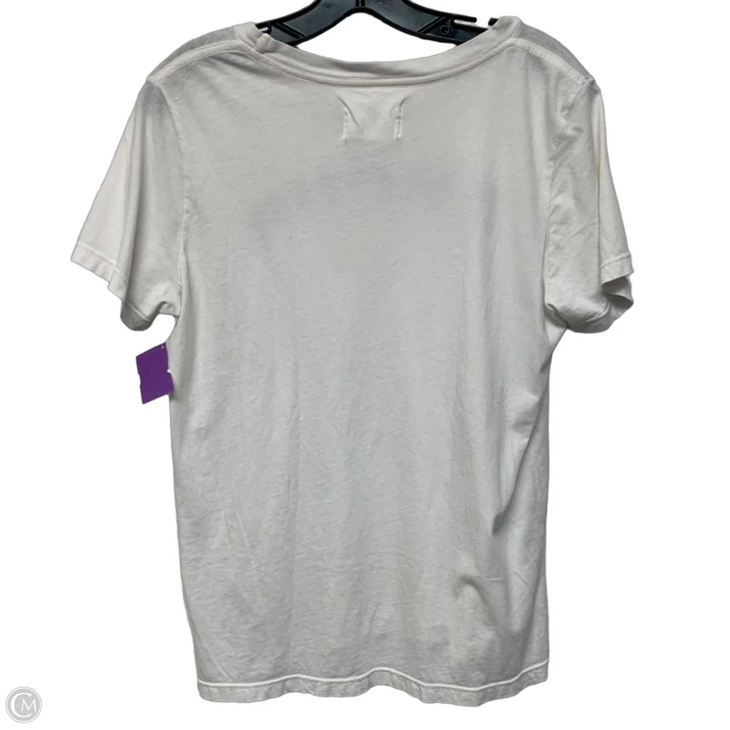 Top Short Sleeve By Anthropologie In Purple & White, Size: M