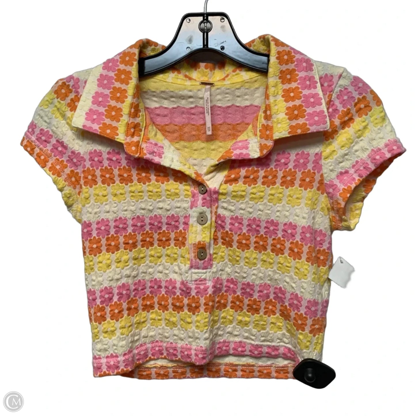 Top Short Sleeve By Free People In Floral Print, Size: Xs