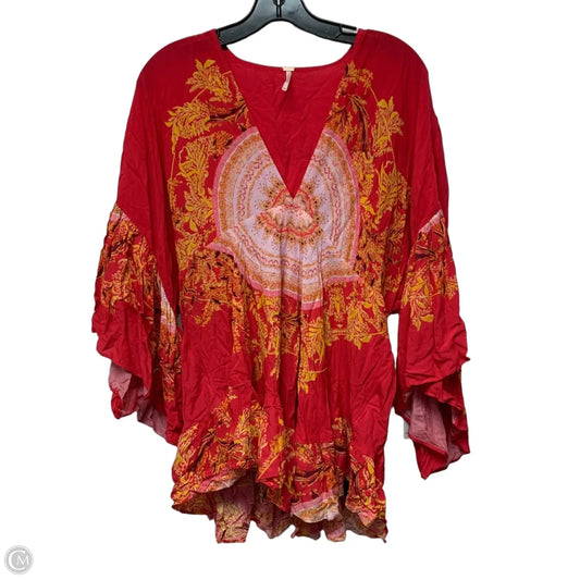 Top Long Sleeve By Free People In Red & Yellow, Size: Xs