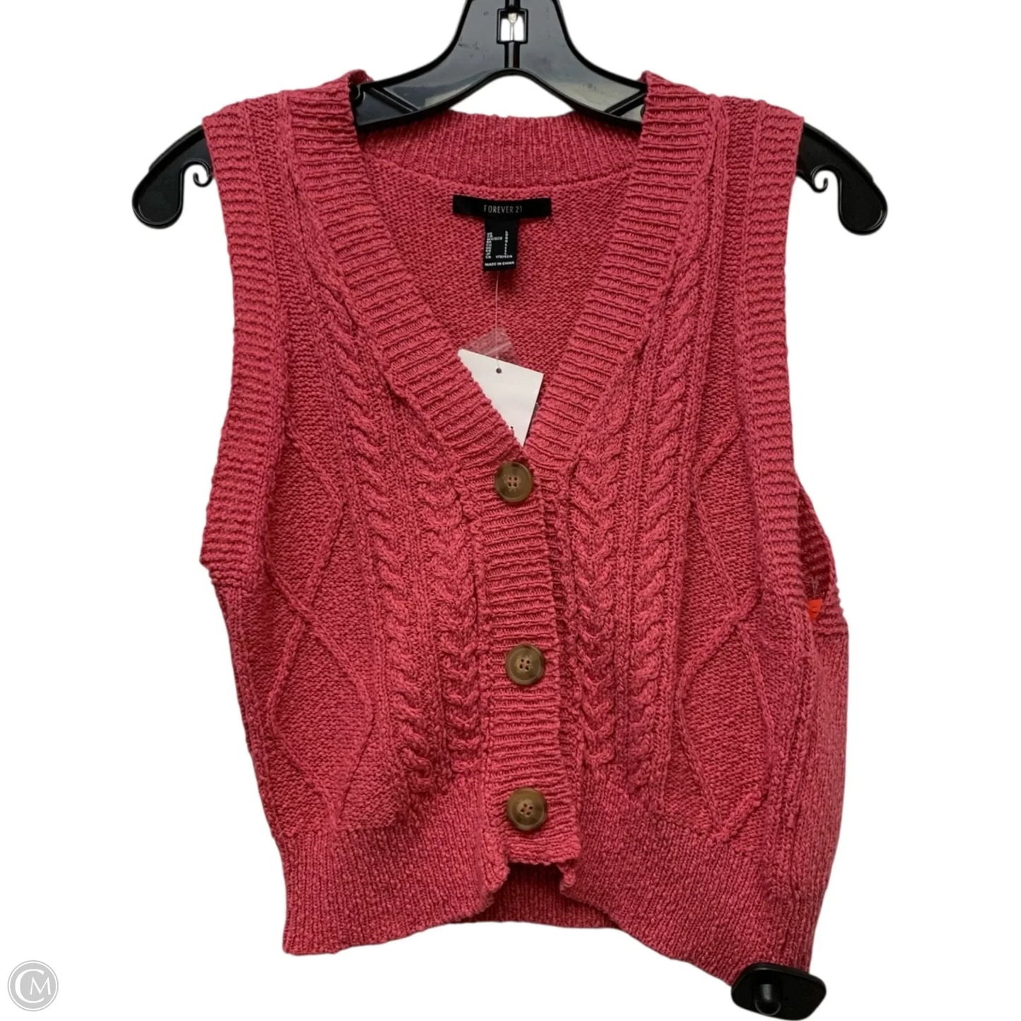 Vest Sweater By Forever 21 In Pink, Size: L
