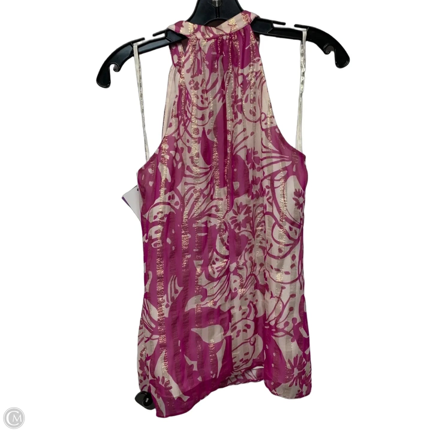 Top Sleeveless Designer By Lilly Pulitzer In Pink & White, Size: S