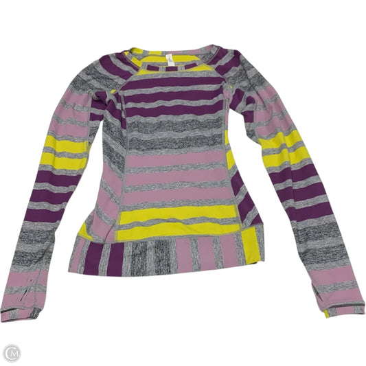Athletic Top Long Sleeve Crewneck By Lululemon In Grey & Purple, Size: Xs