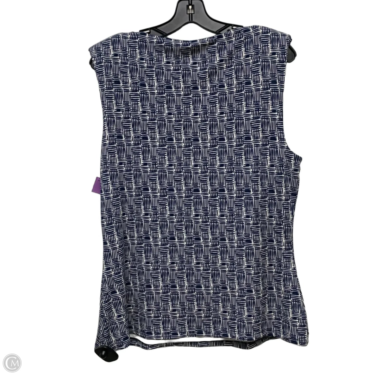 Top Sleeveless By Dkny In Blue & White, Size: L