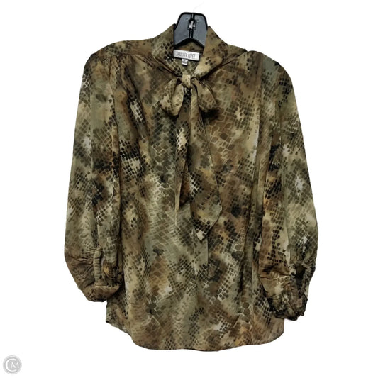 Blouse Long Sleeve By Jennifer Lopez In Snakeskin Print, Size: S