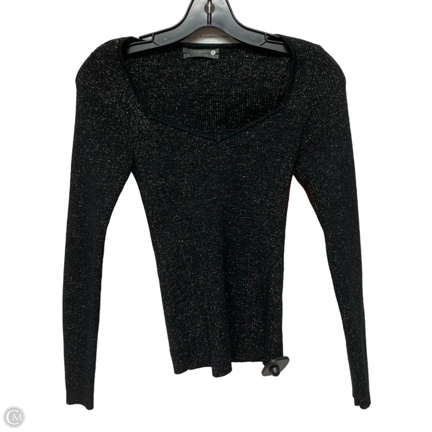Top Long Sleeve By Anthropologie In Black & Gold, Size: S