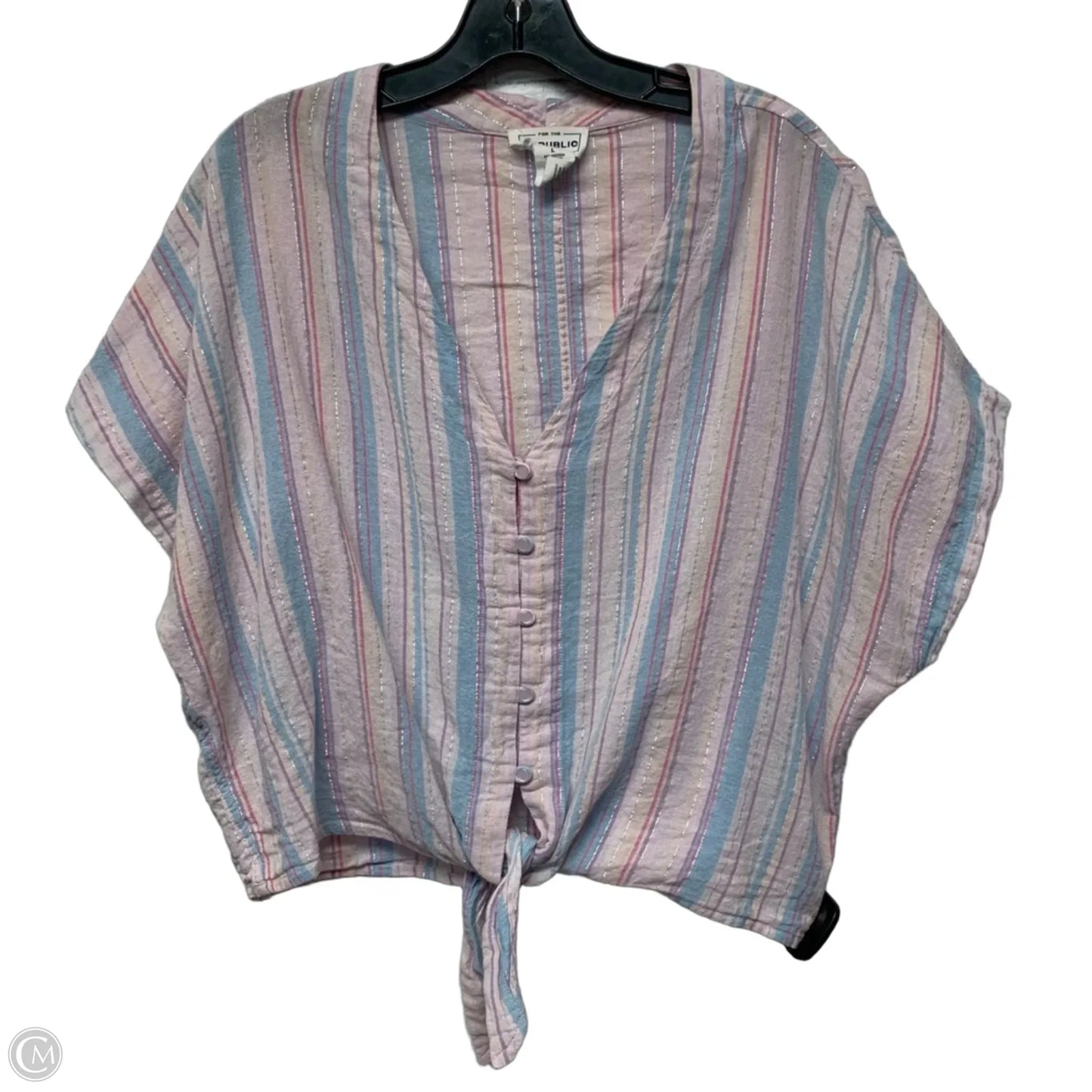 Top Short Sleeve By For The Republic In Striped Pattern, Size: L