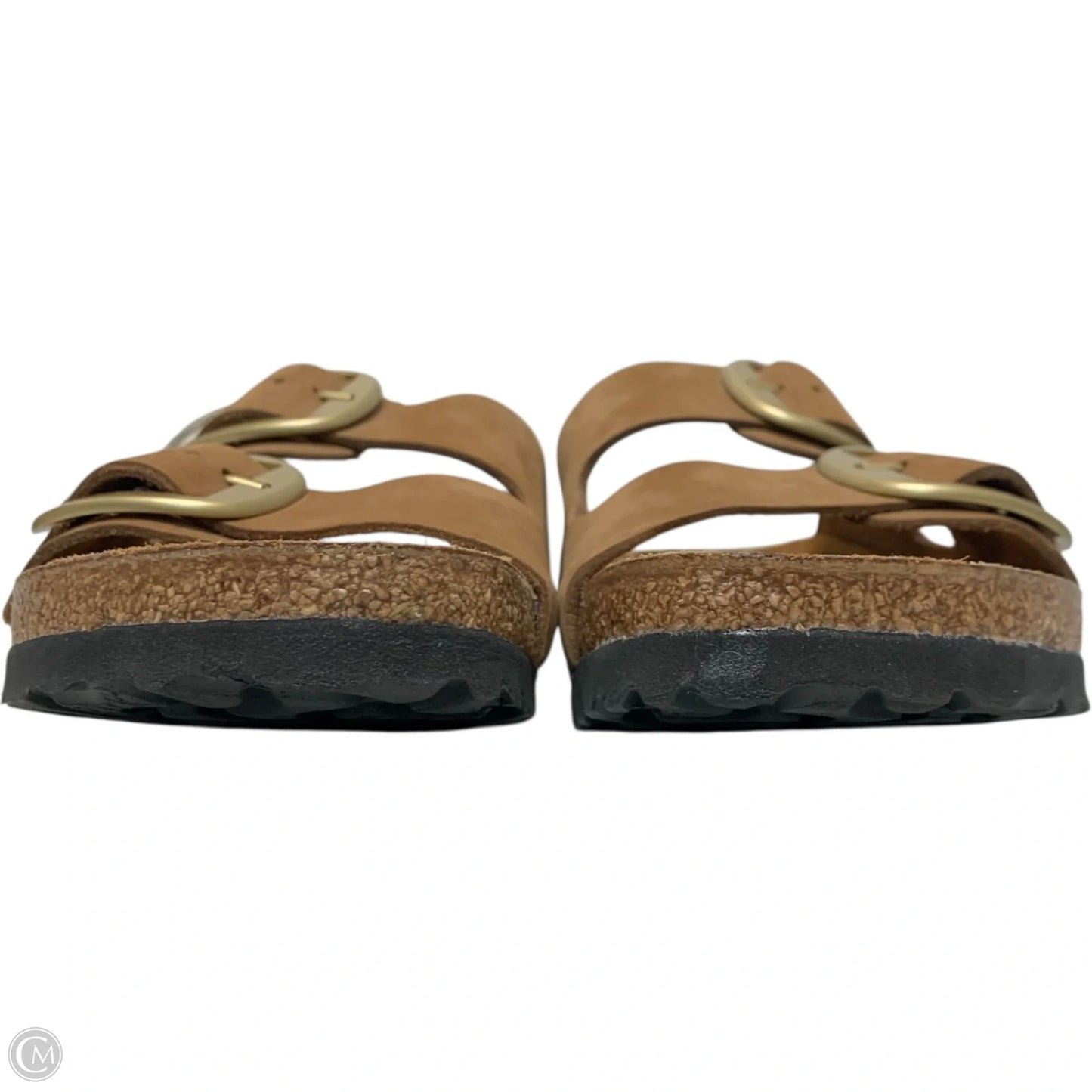 Sandals Flats By Birkenstock In Brown & White, Size: 7