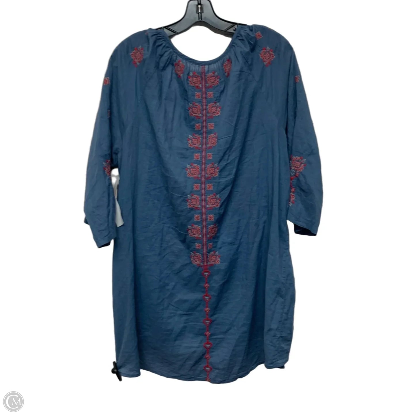 Top Long Sleeve Designer By Johnny Was In Blue & Red, Size: L