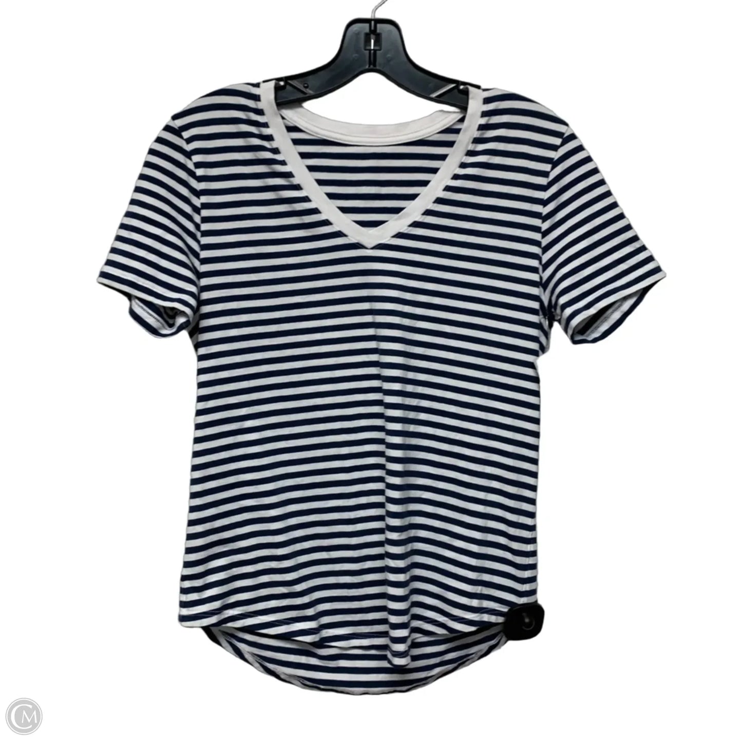 Athletic Top Short Sleeve By Lululemon In Striped Pattern, Size: S