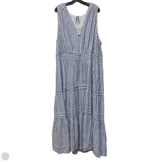 Dress Casual Maxi By Anthropologie In Blue & White, Size: 3x