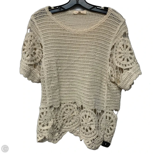 Top Short Sleeve By Solitaire In Cream, Size: L