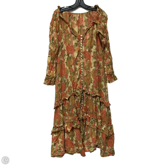 Dress Casual Midi By Free People In Green & Orange, Size: S
