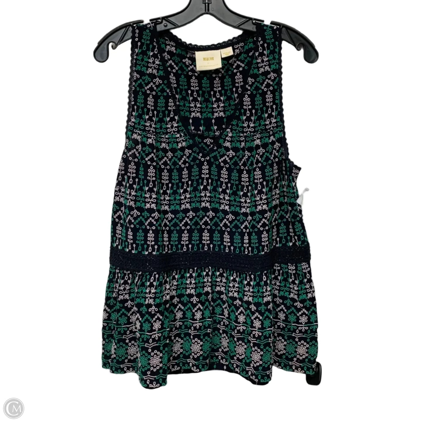 Top Sleeveless By Maeve In Blue & Green, Size: M