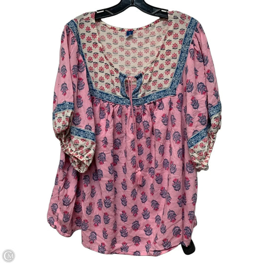 Top Short Sleeve By Old Navy In Blue & Pink, Size: 4x