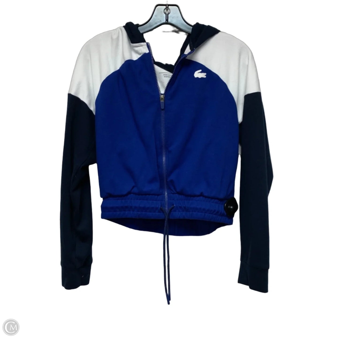 Sweatshirt Hoodie By Lacoste In Blue & White, Size: L