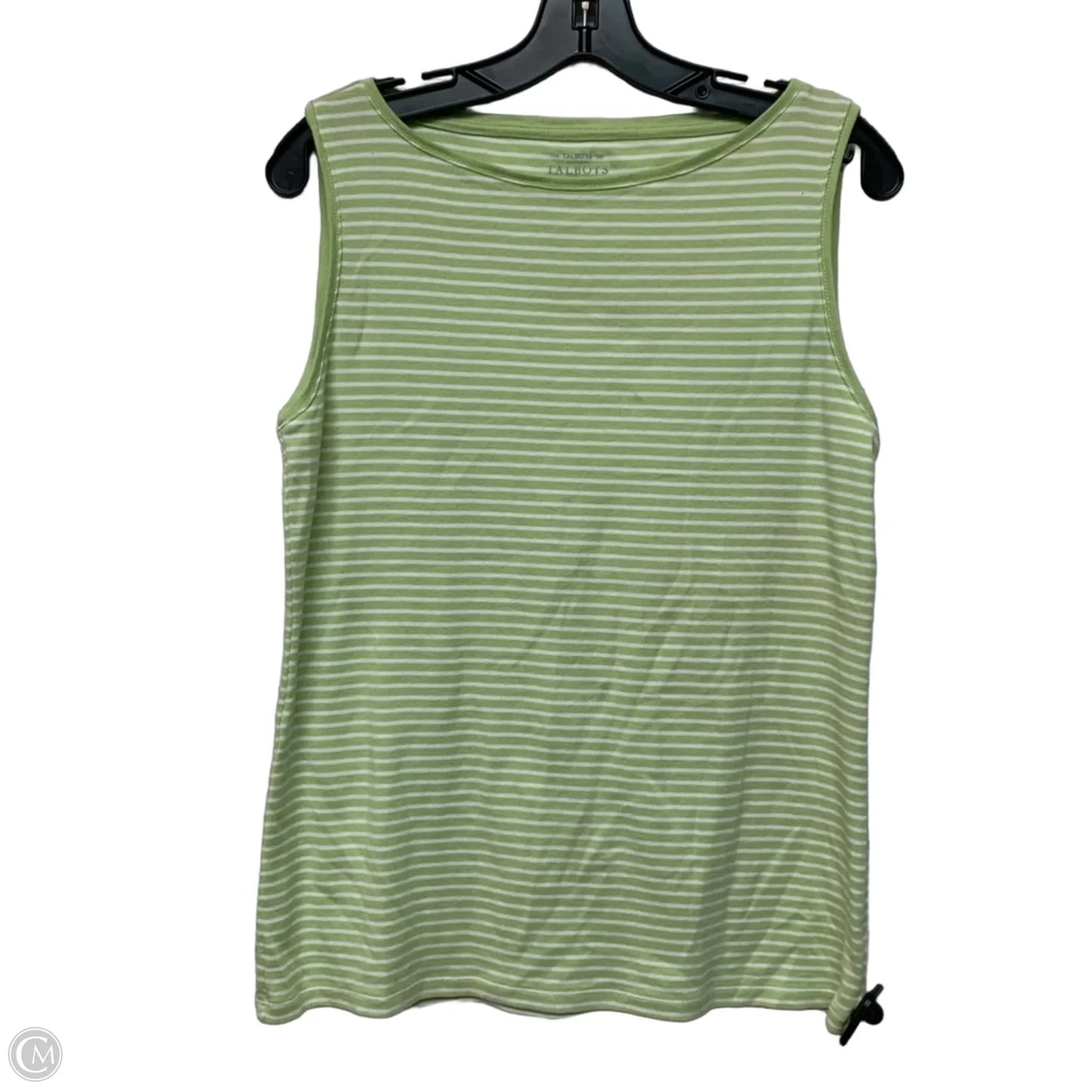Top Sleeveless By Talbots In Green & White, Size: L