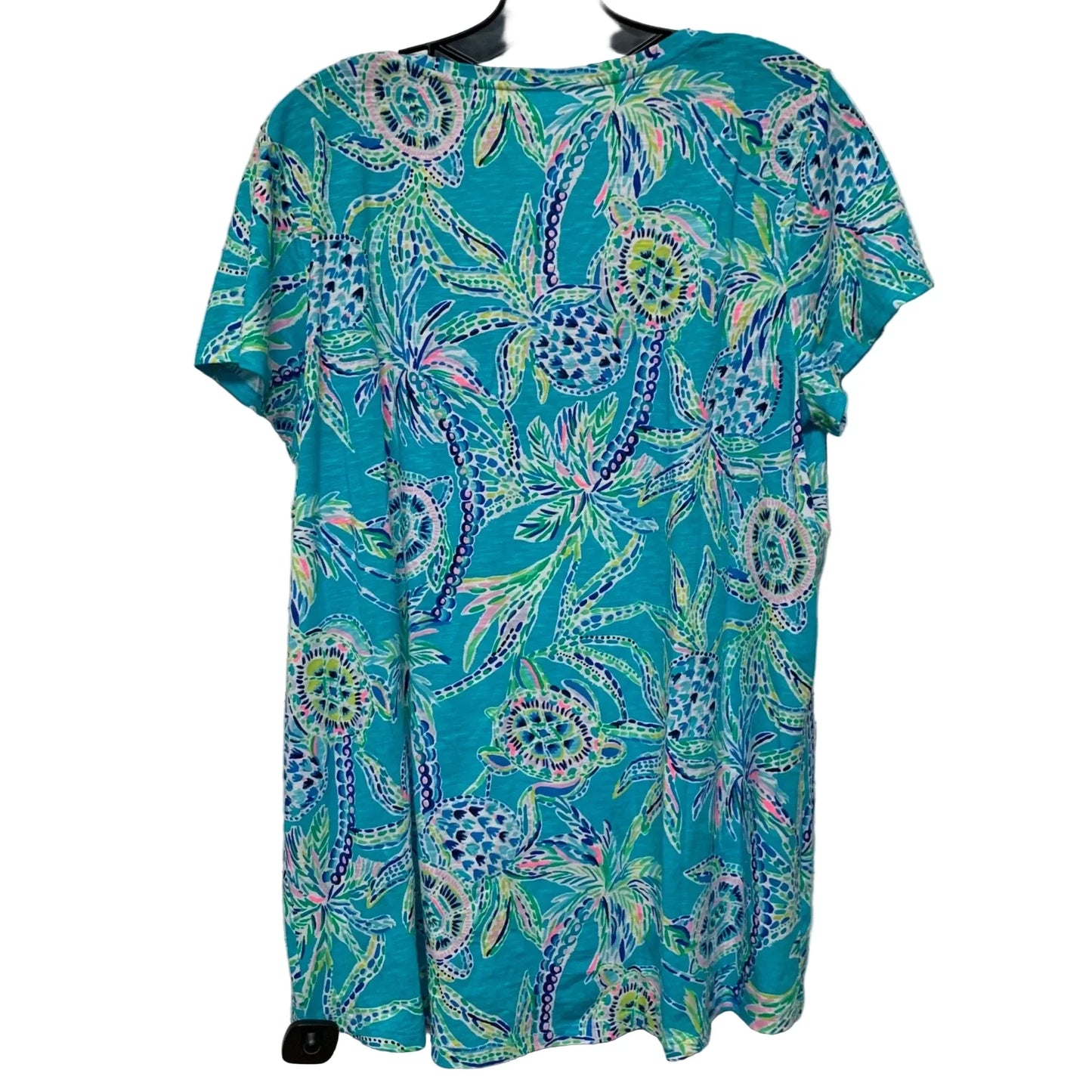 Top Short Sleeve Designer By Lilly Pulitzer In Blue & Green, Size: Xl